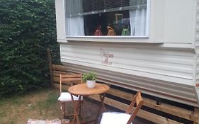 Caravan in bosrijk gebied